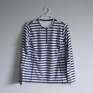 Paradox Women's Sz Lrg Striped 1/4 Zip Base Layer Long Sleeve Pullover Sweater